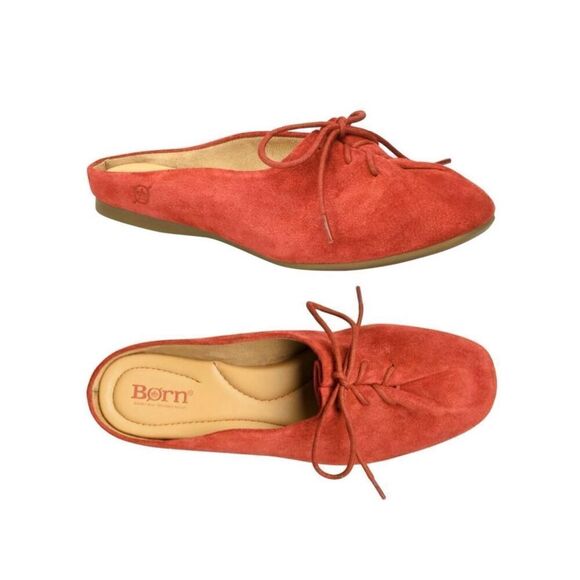 BORN Bianca Comfort Slip-on Shoes Mules Flats Size 10 Rust Red Suede Leather - Picture 1 of 9
